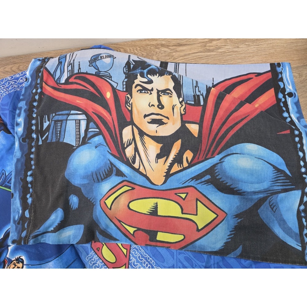 Vintage DC Comics Superman Twin Flat, Fitted And Pillowcase Sheets Set